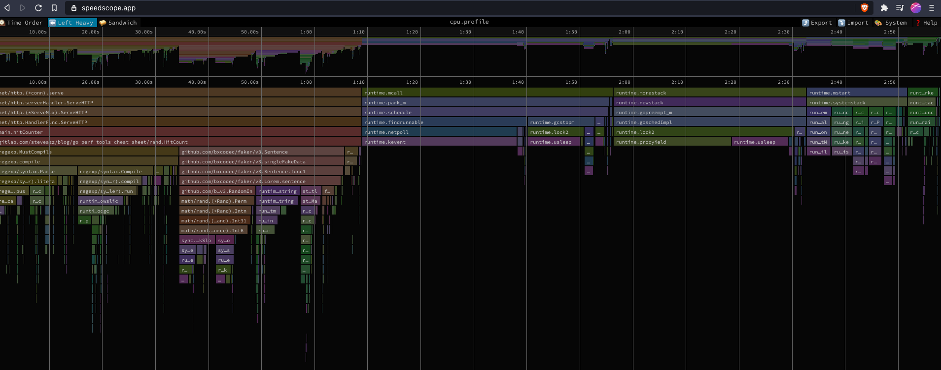 demo of speedscope
